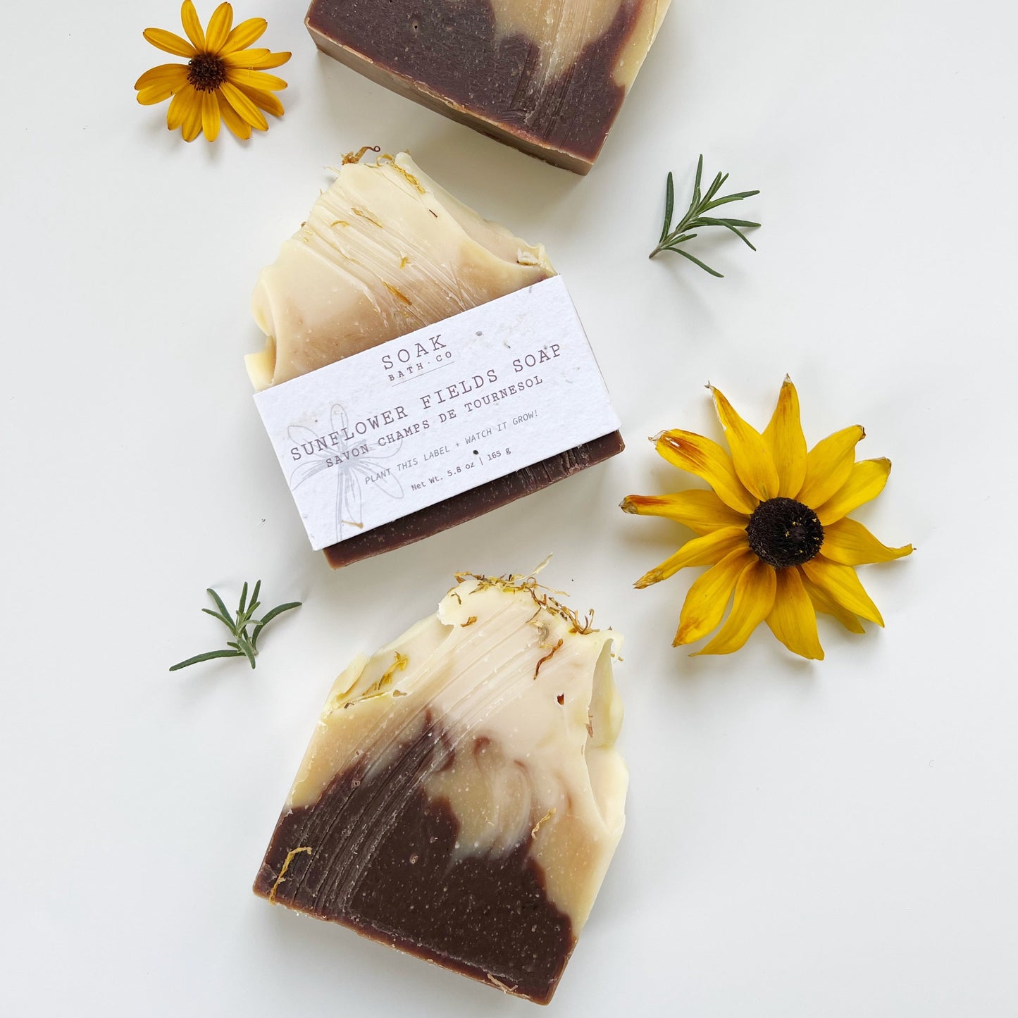 Sunflower Fields Soap bar handmade soap by SOAK Bath Co