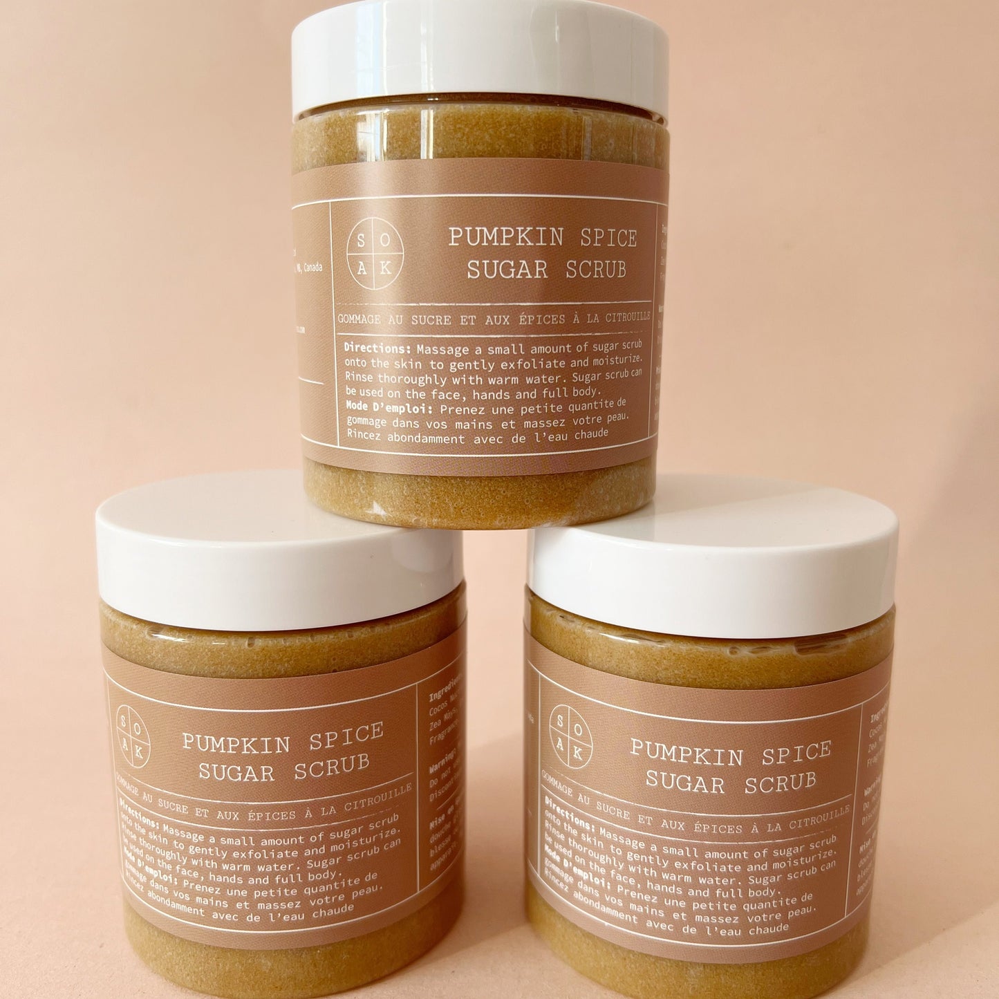 Large Pumpkin Spice Sugar Scrubs by SOAK Bath Co 1