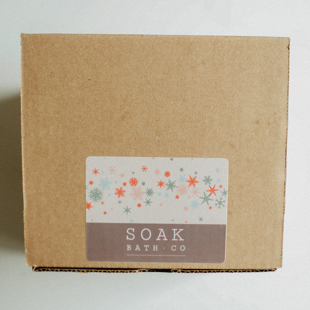 Luxury Advent Box by SOAK bath Co top down view