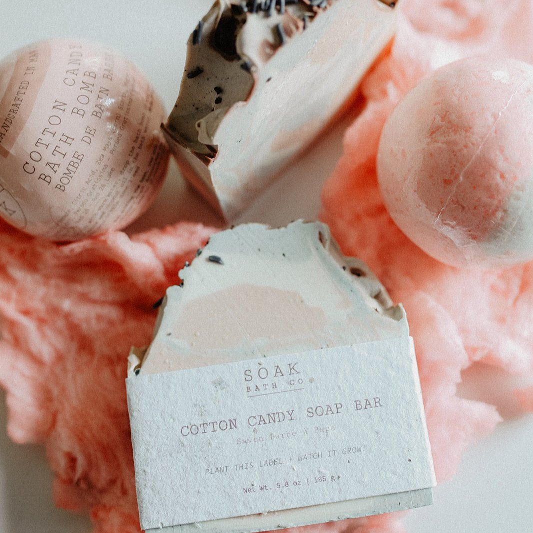 Cotton Candy Soap Bar and Bath Bomb by SOAK Bath Co 