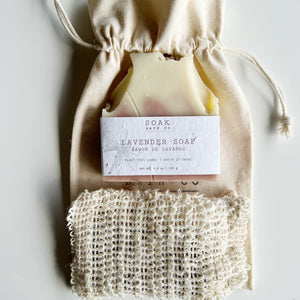 Lavender Soap Bar with Sisal Soap Saver Bag in a Sustainable Gifting Bundle