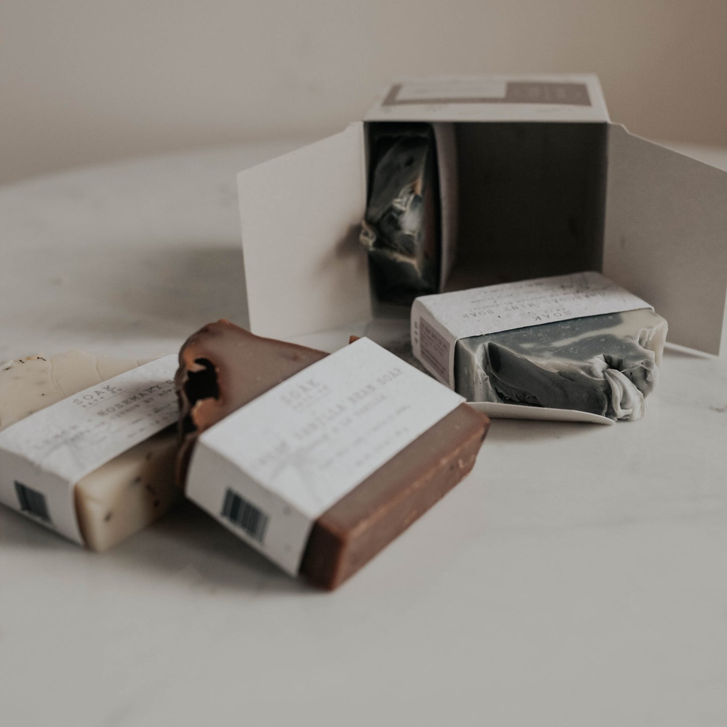 Gift box with 4 top sellers of soap bars by SOAK Bath Co 