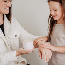 Load image into Gallery viewer, Pink Grapefruit Sugar Scrub being used by Mother and Daughter