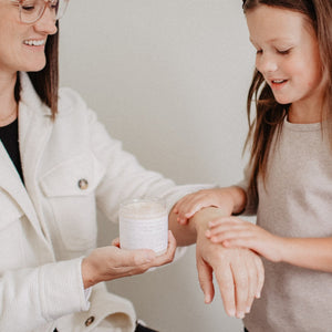 Pink Grapefruit Sugar Scrub being used by Mother and Daughter