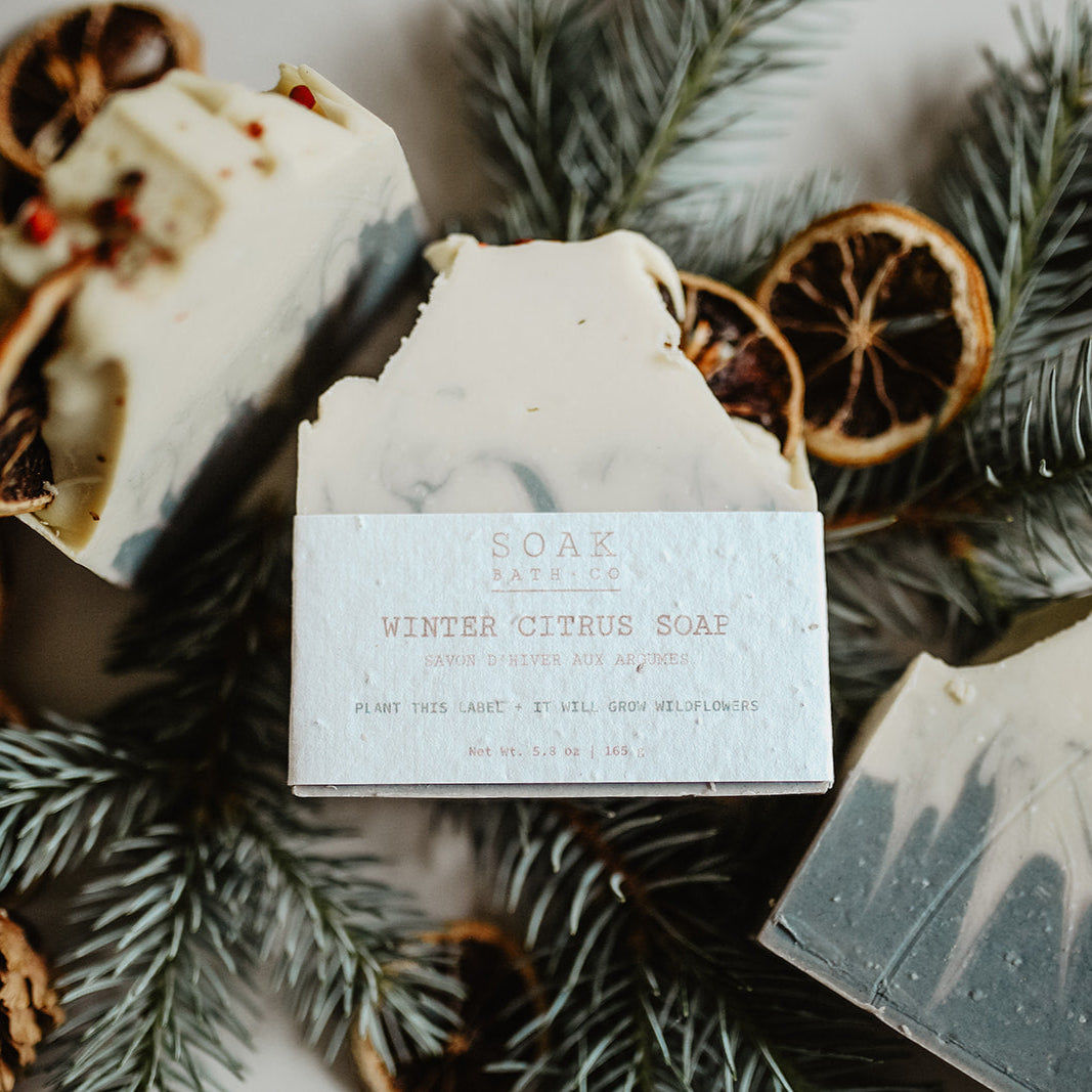 Winter Citrus Soap Bar by SOAK bath Co, Holiday Collection, Christmas Collection