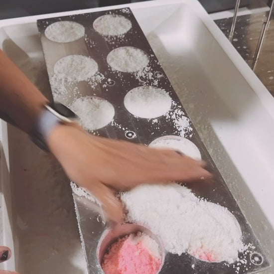 Cotton Candy Bath Bombs being made, handmade with all natural, vegan friendly ingredients in Canada