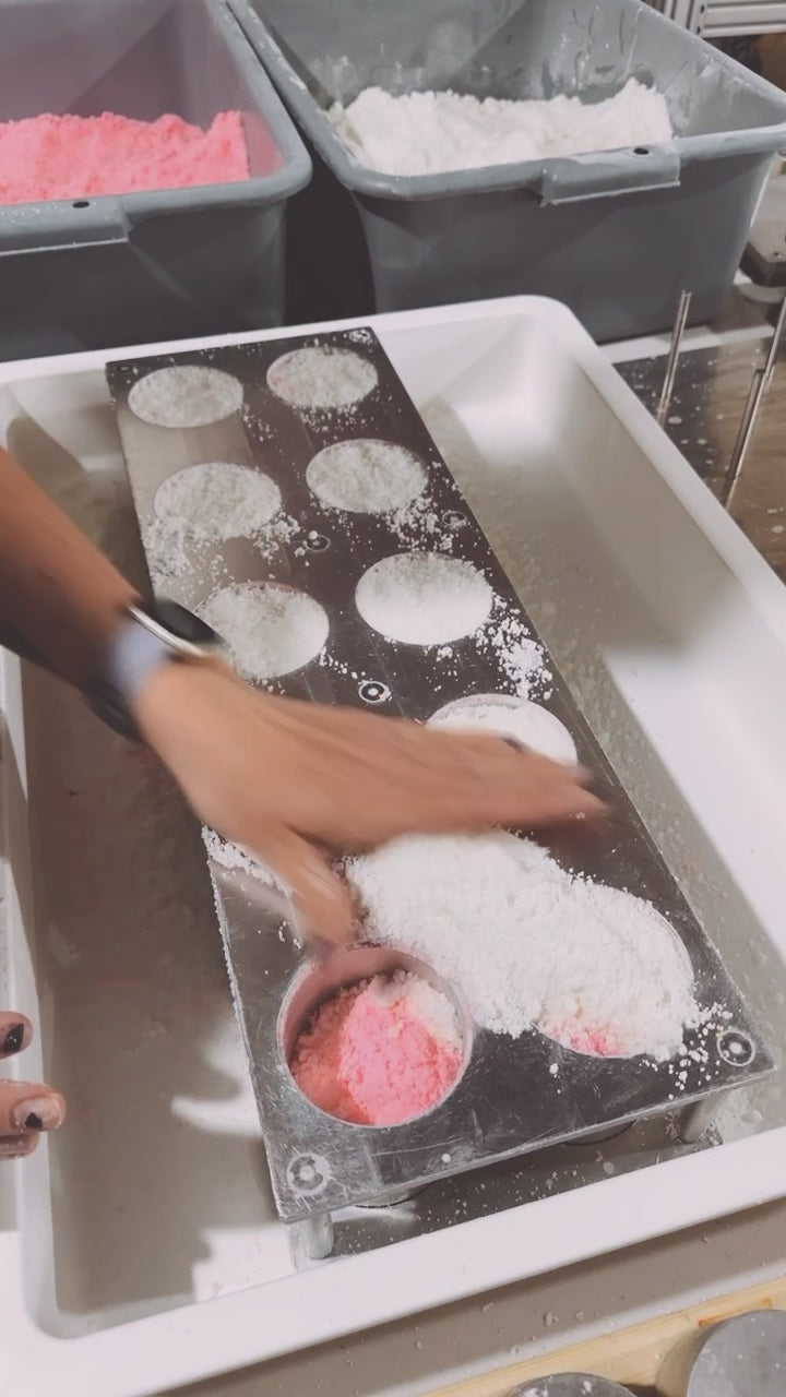 Cotton Candy Bath Bombs being made, handmade with all natural, vegan friendly ingredients in Canada