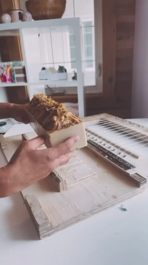 Pumpkin Spice Soap Bar by SOAK Bath Co, Handmade Soap Bars being Sliced