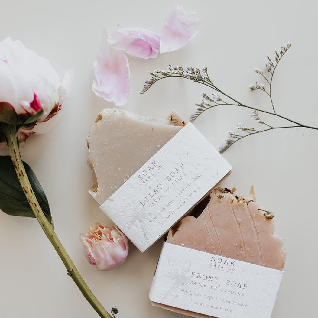 Lilac soap bar and peony soap bar