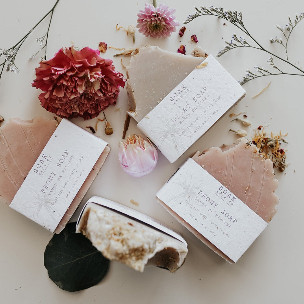 Lilac and peony handmade soap bars