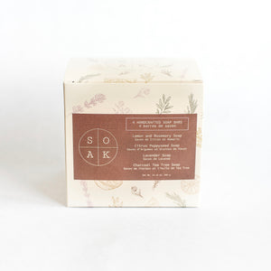 Soap Gift Box - includes 4 soap bars: Citrus Poppyseed, Lavender, Charcoal Tea Tree and Lemon Rosemary
